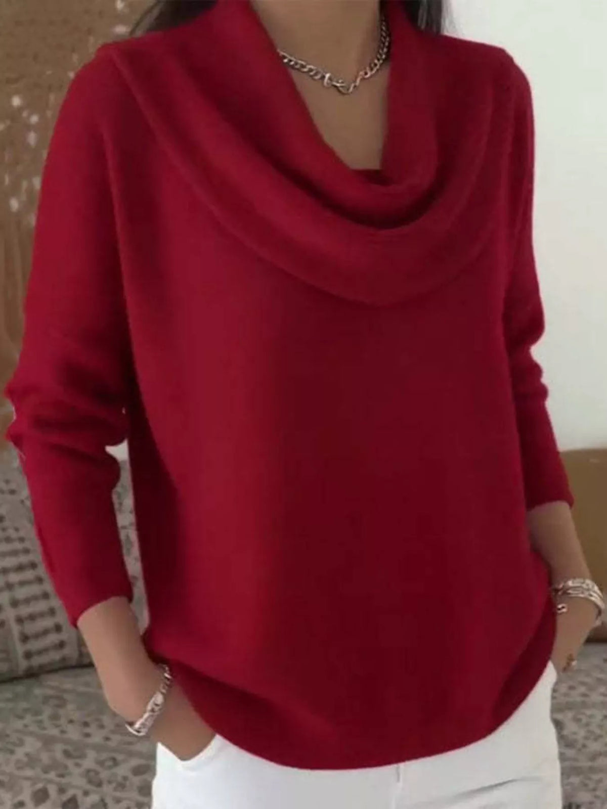 Full Size Cowl Neck Solid Color Sweater Plus Size - Salt & Stone