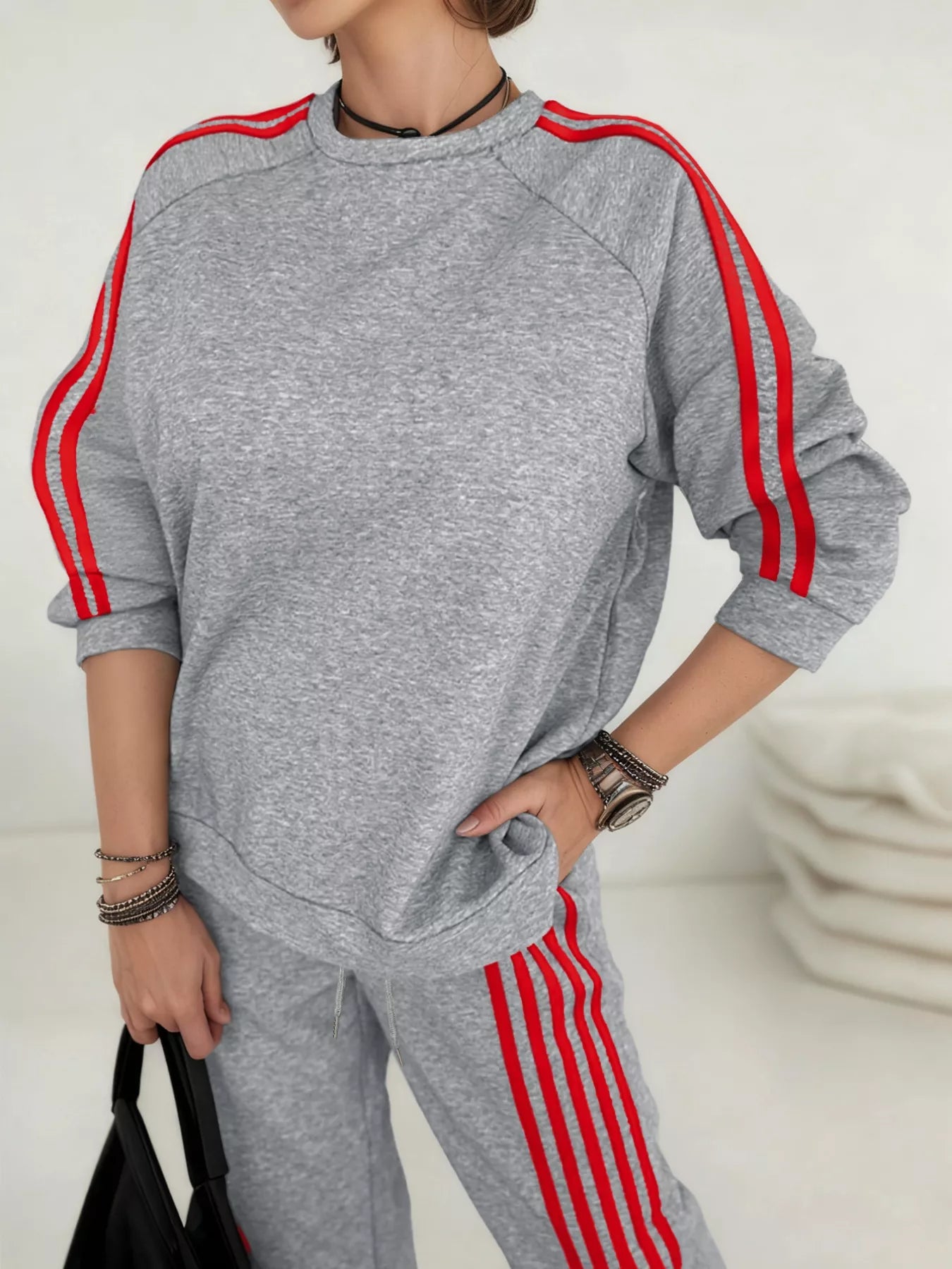 Casual Striped Sweatshirt and Pants Set - Salt & Stone