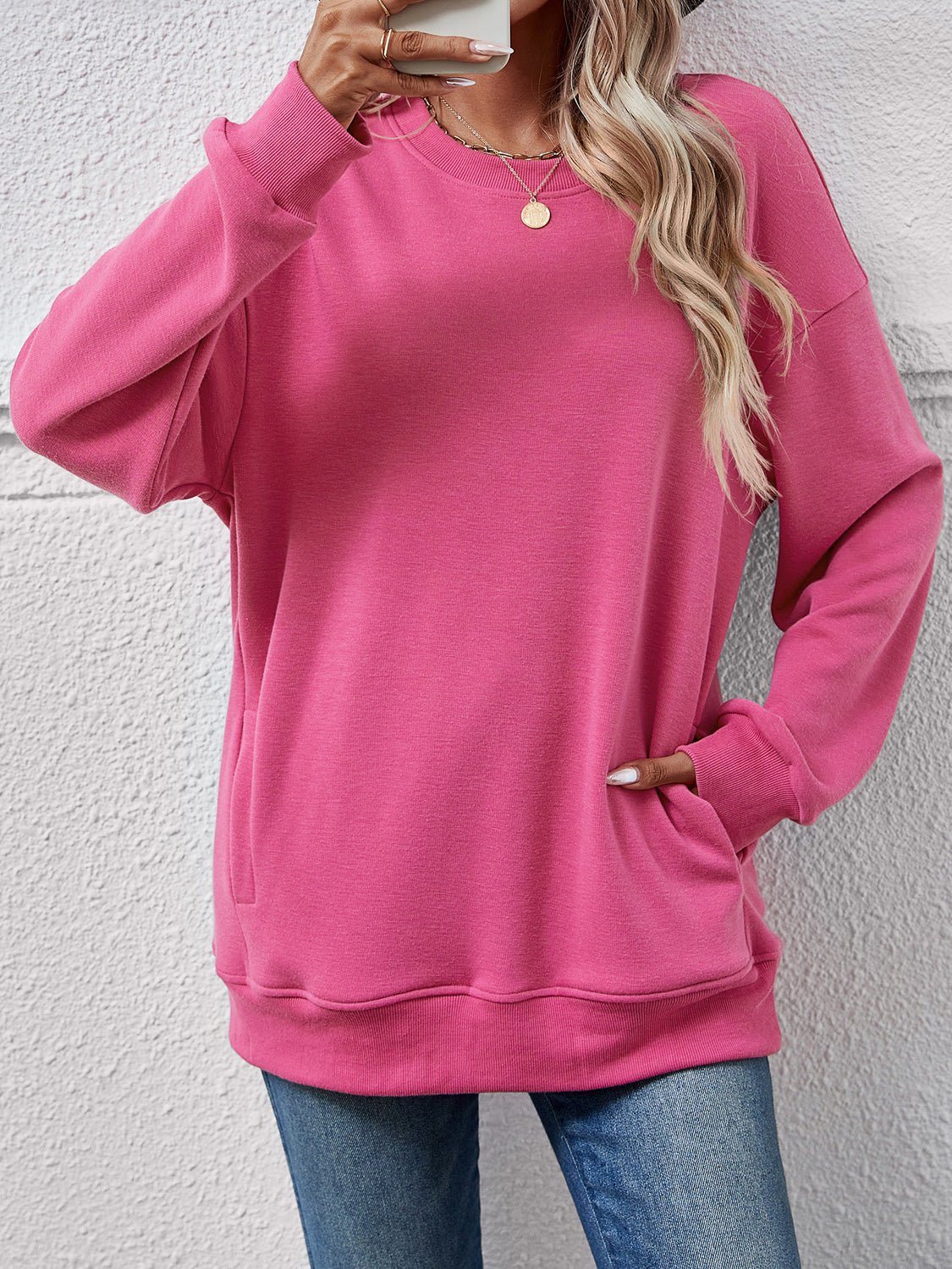 Dropped Shoulder Sweatshirt with Pockets - Salt & Stone