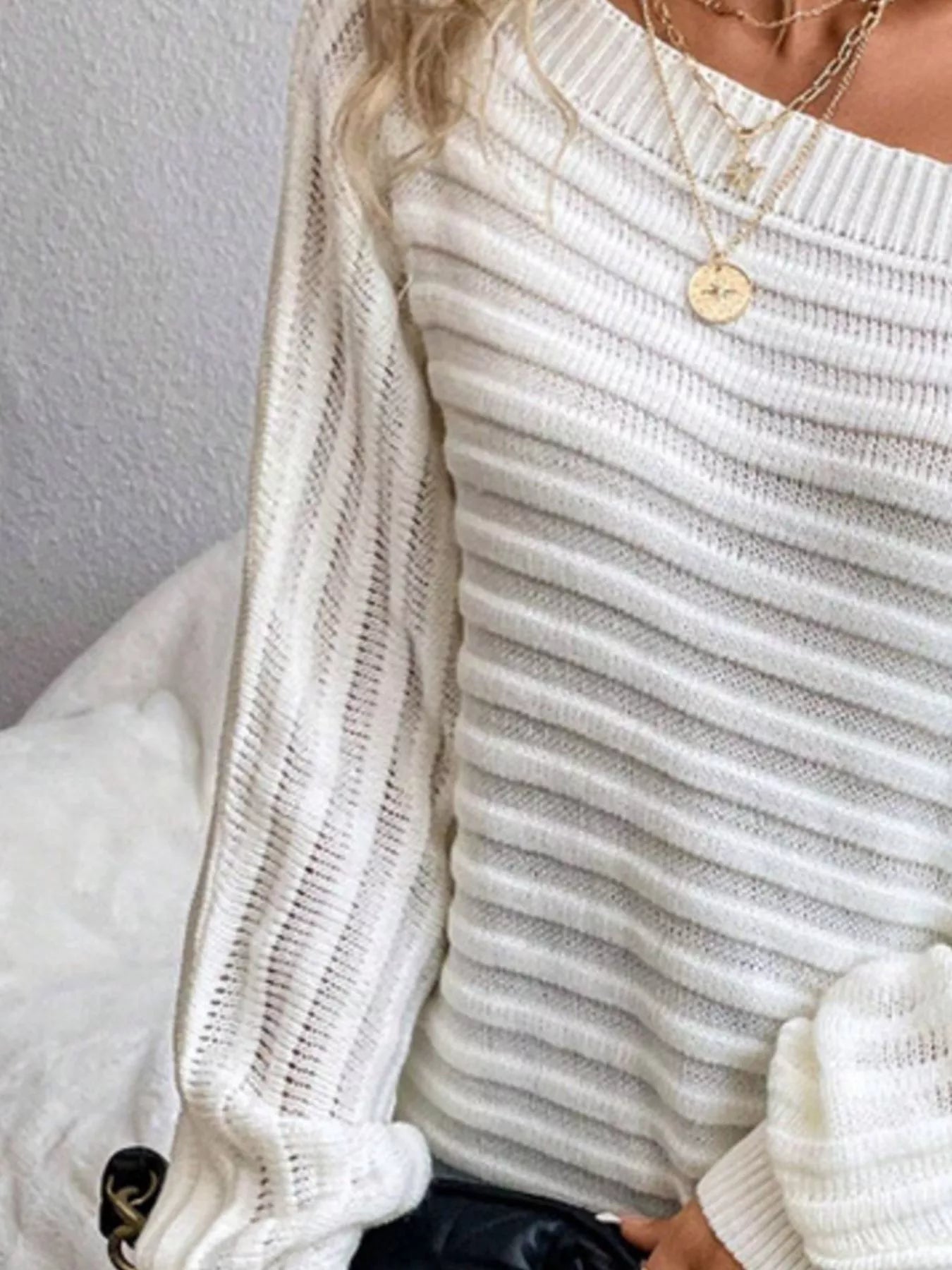 One Shoulder Ribbed Knit Sweater - Salt & Stone
