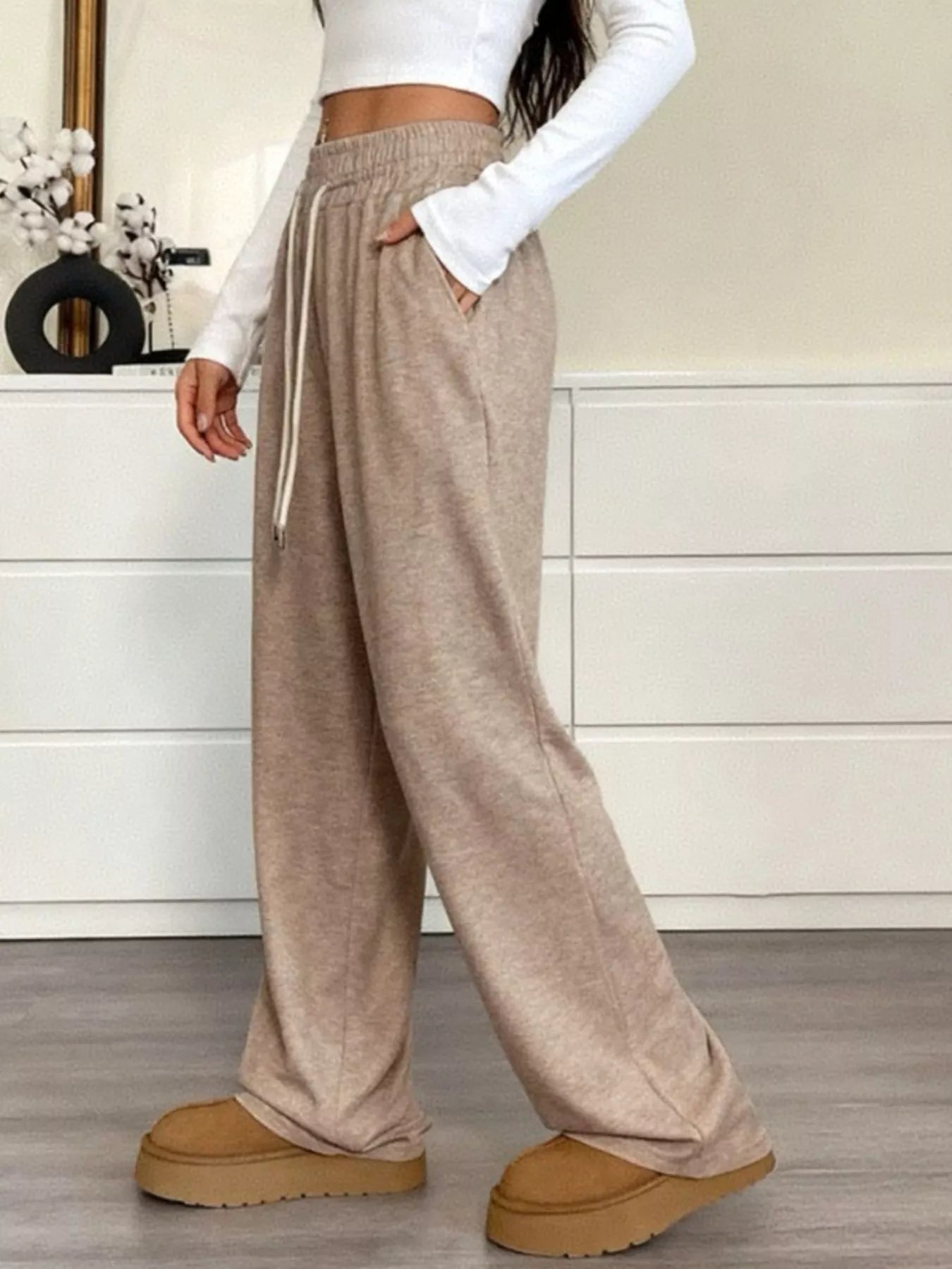 Casual Drawstring Waist Wide Leg Pants - Salt & Stone