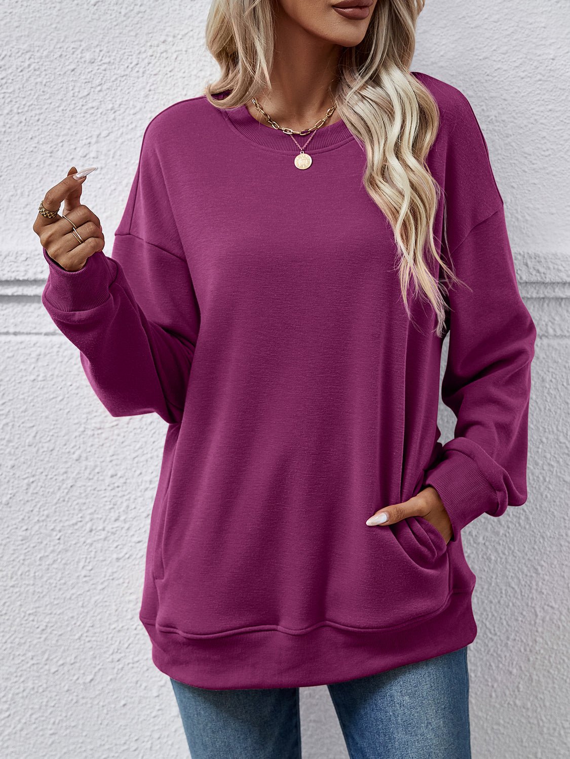 Dropped Shoulder Sweatshirt with Pockets - Salt & Stone