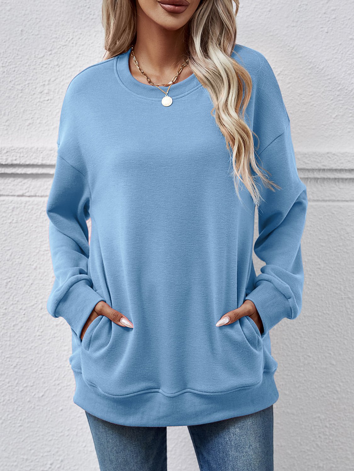 Dropped Shoulder Sweatshirt with Pockets - Salt & Stone