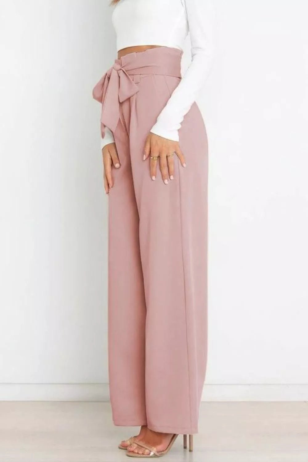 High Waist Tie Front Wide Leg Pants - Salt & Stone
