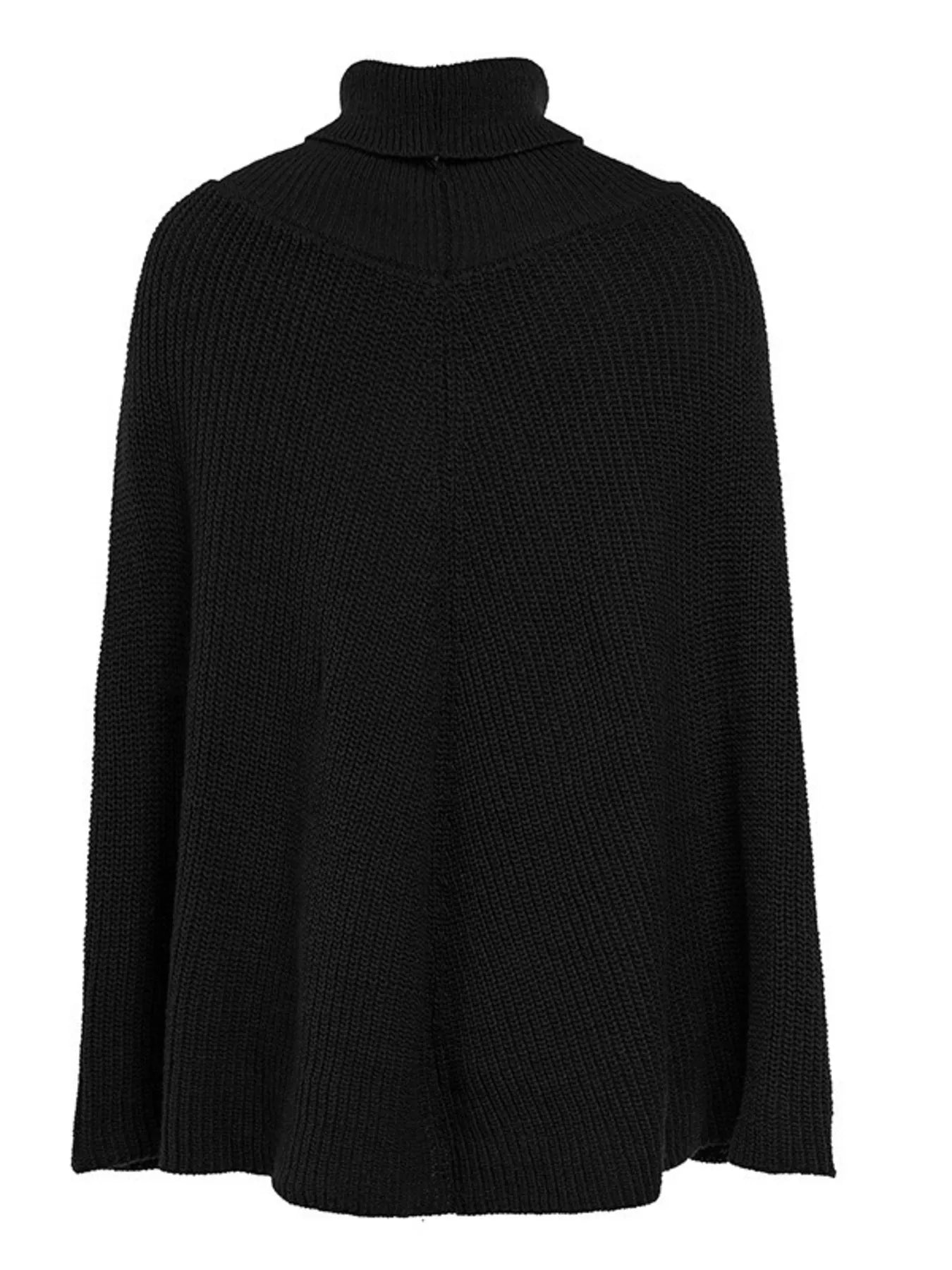 Full Size Turtleneck Knitted Cape Sweater Plus Size - Salt & Stone