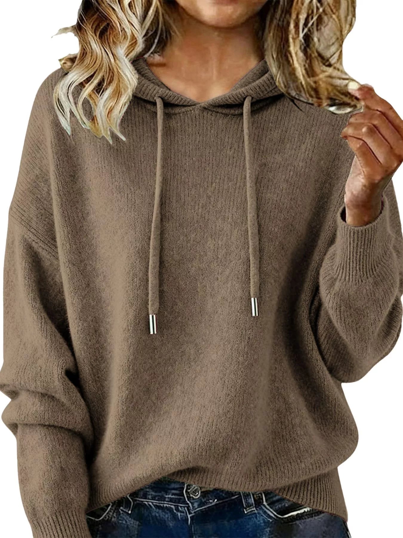 Drawstring Long Sleeve Hooded Sweater - Salt & Stone