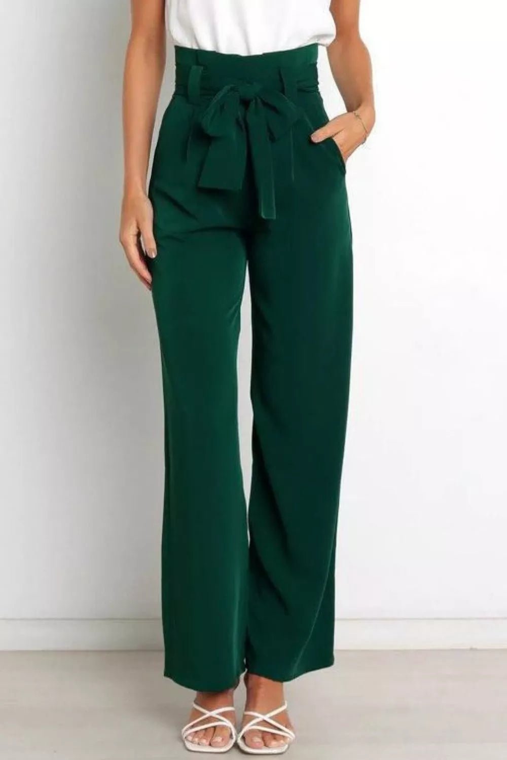 High Waist Tie Front Wide Leg Pants - Salt & Stone