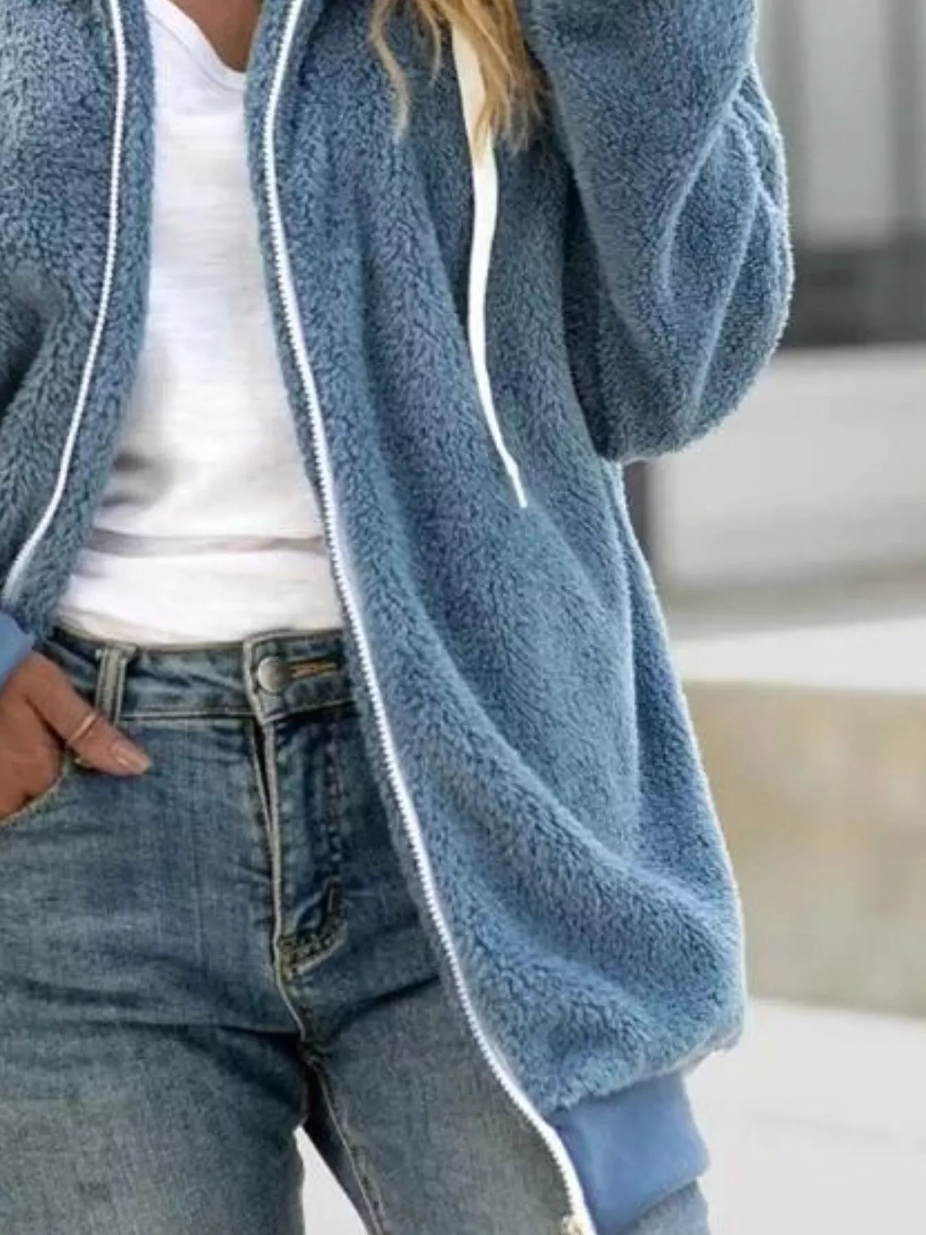 Full Size Cozy Fleece Zip - Up Hooded Jacket Plus Size - Salt & Stone
