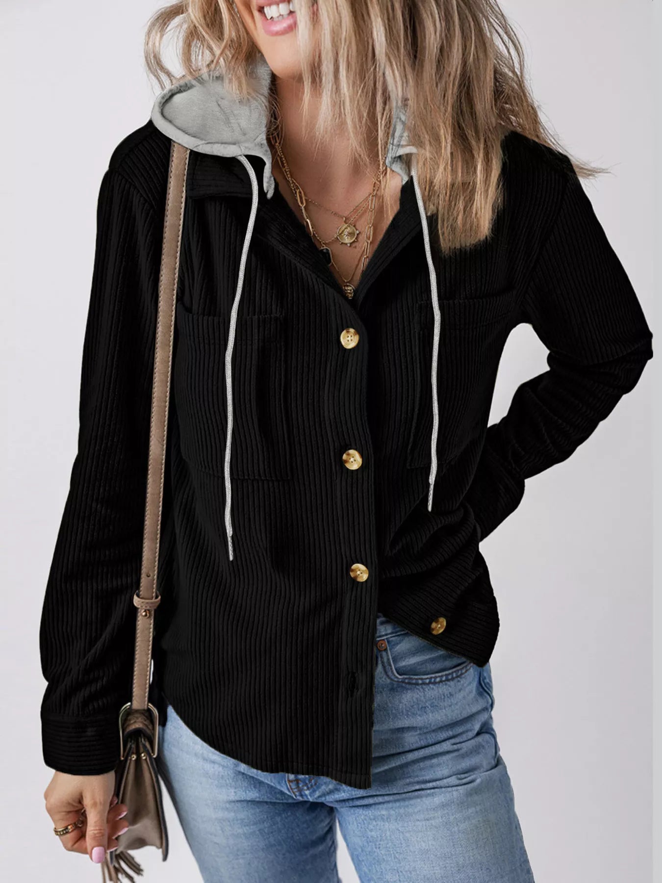 Hooded Corduroy Button - Down Jacket - Salt & Stone