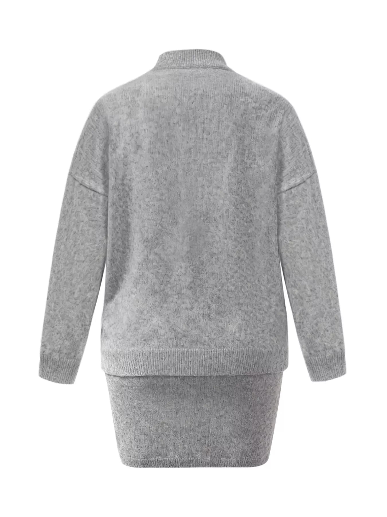Plus Size Round Neck Long Sleeve Top and Skirt Sweater Set - Salt & Stone