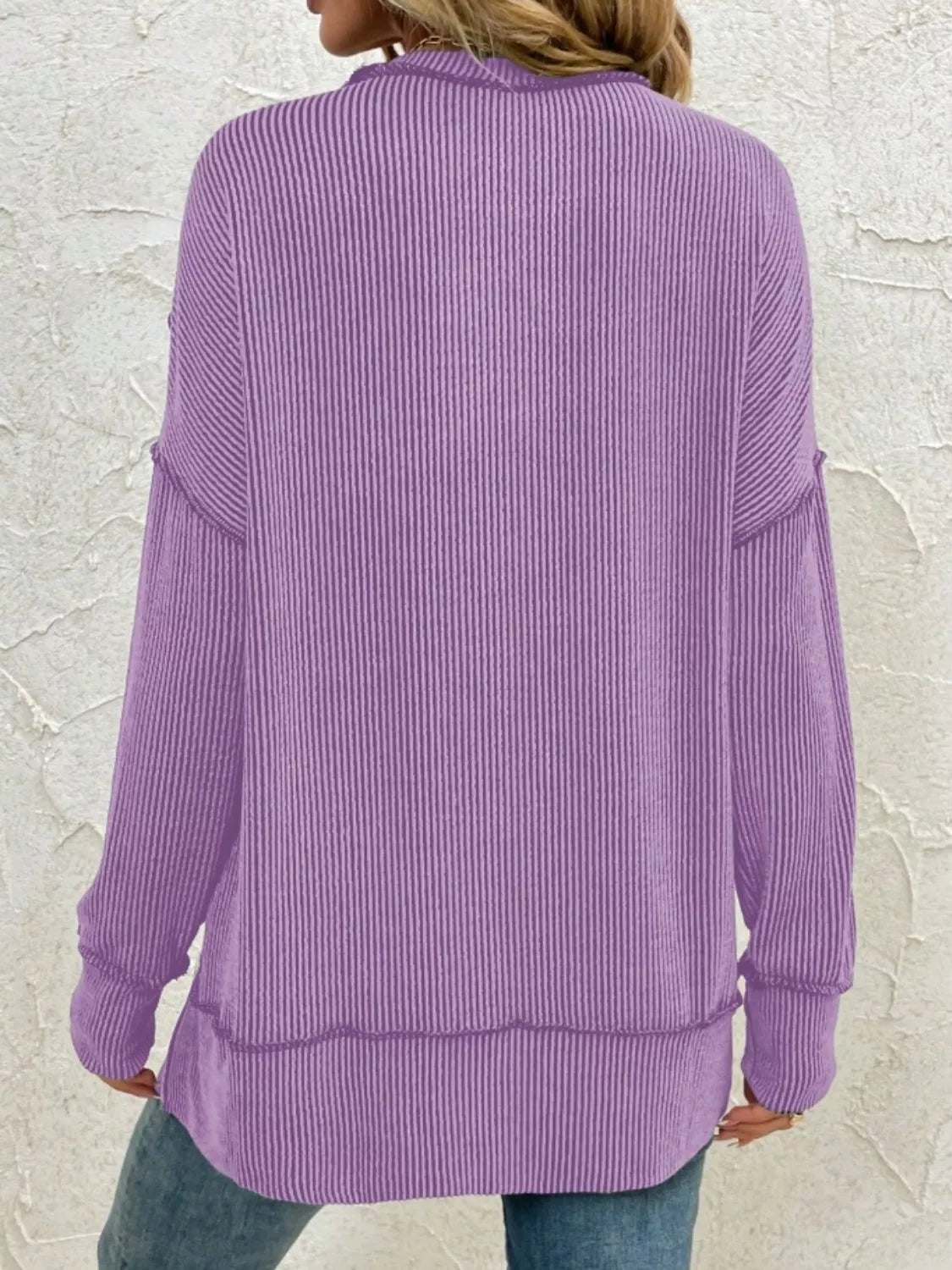 Side Slit Round Neck Sweatshirt - Salt & Stone