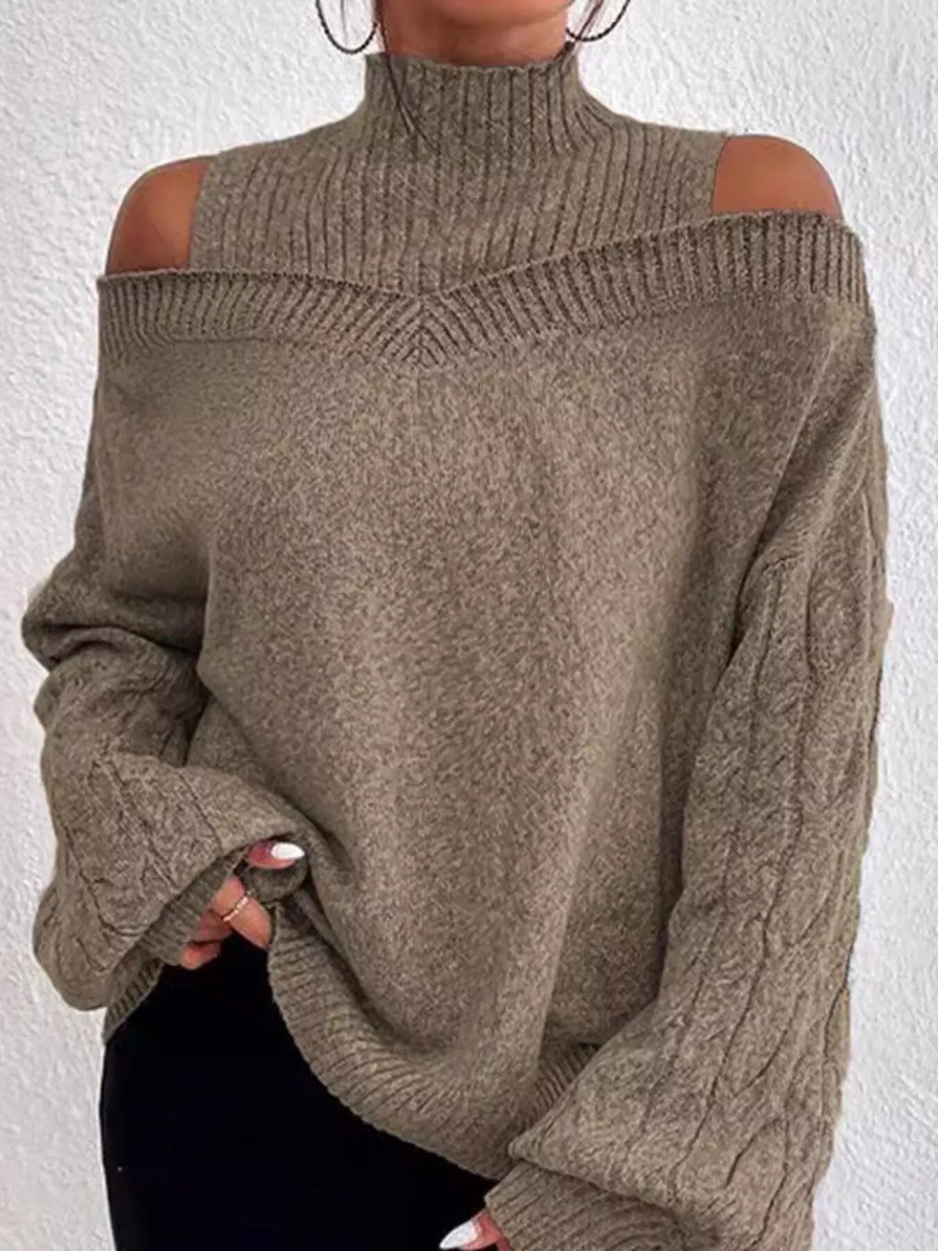 Cold Shoulder Turtleneck Sweater - Salt & Stone