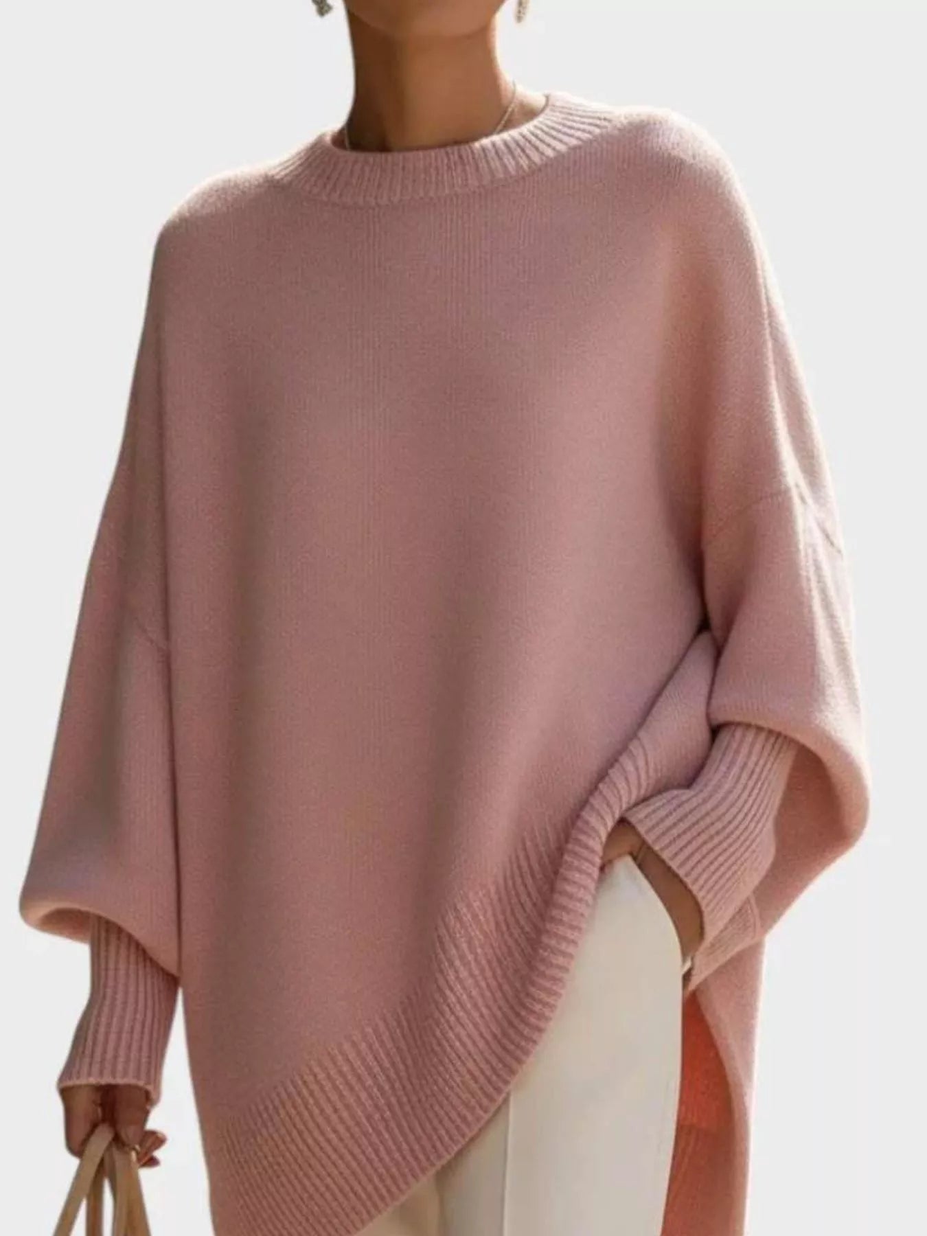 Oversized Batwing Sleeve Round Neck Sweater - Salt & Stone