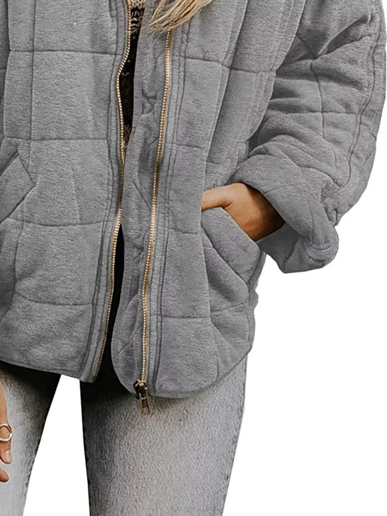 Full Size Zip Up Quilted Bomber Jacket Plus Size - Salt & Stone