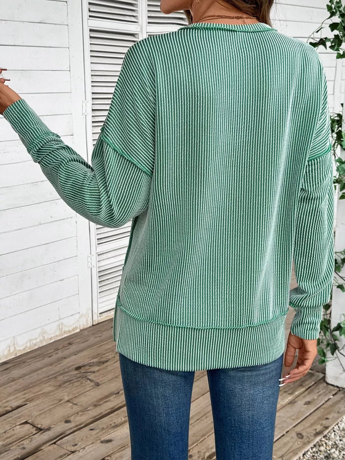 Side Slit Round Neck Sweatshirt - Salt & Stone