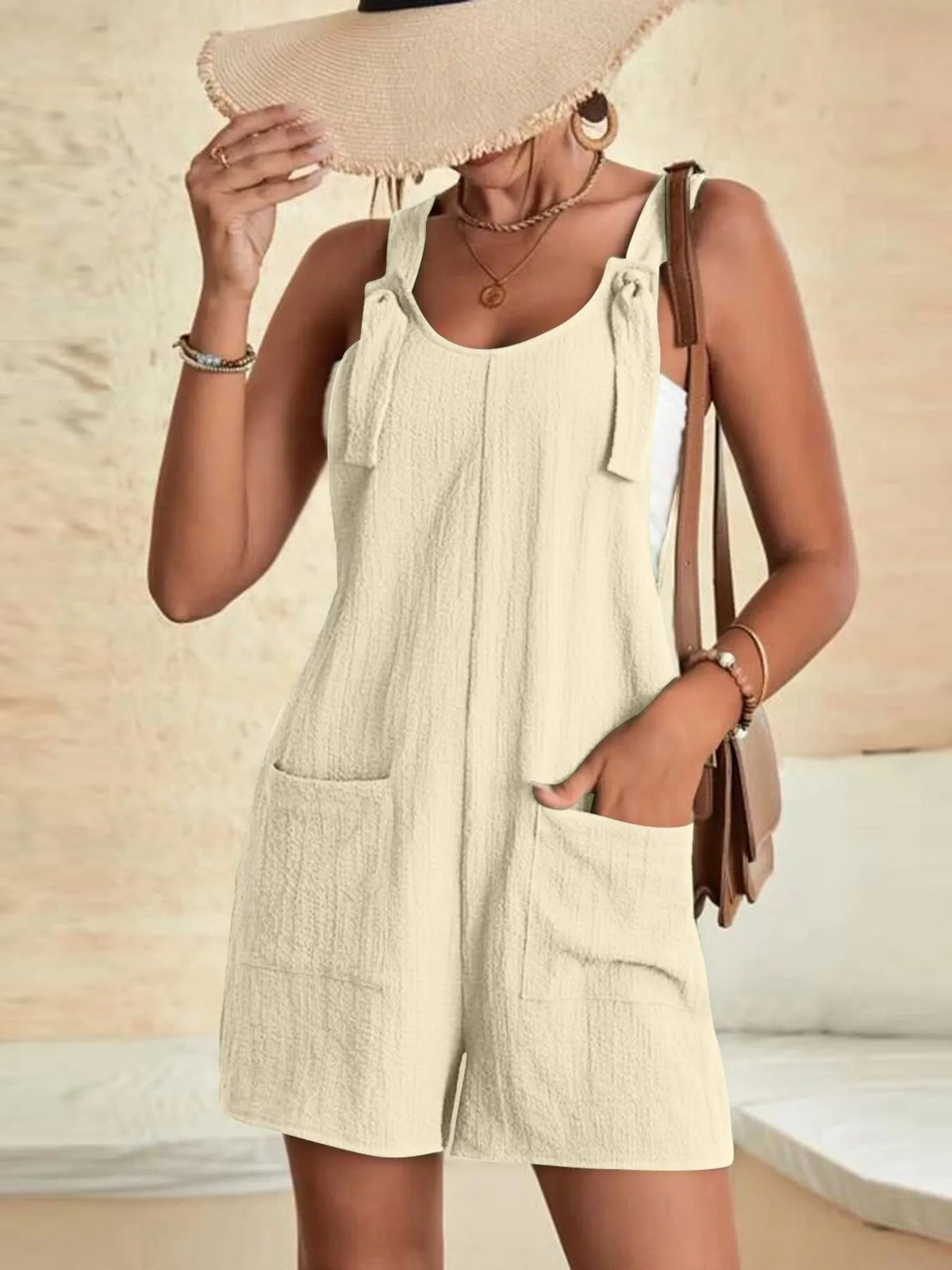 Knot-Strap Romper with Pockets - Salt & Stone