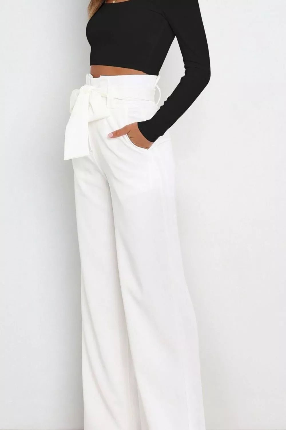 High Waist Tie Front Wide Leg Pants - Salt & Stone