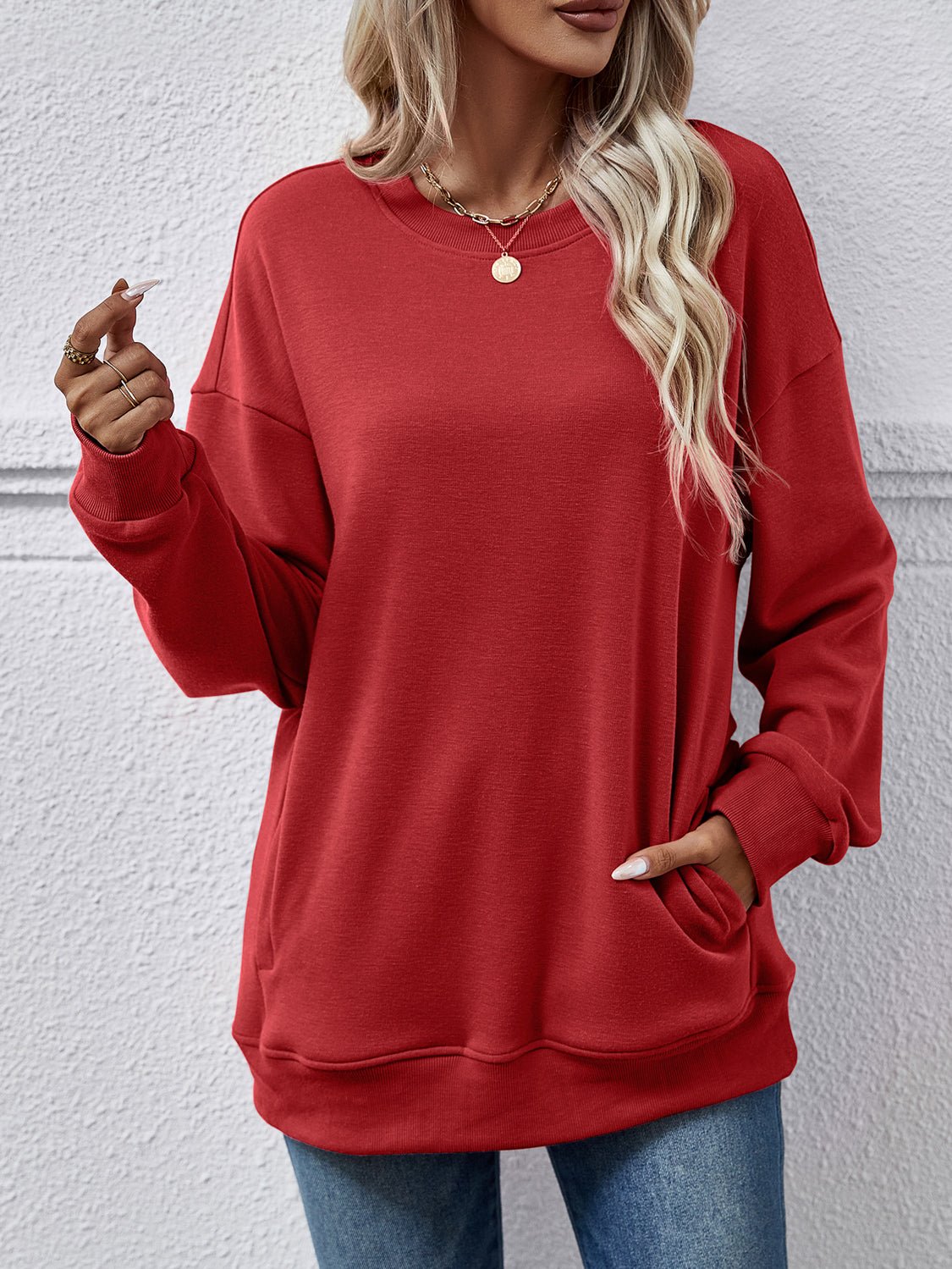 Dropped Shoulder Sweatshirt with Pockets - Salt & Stone