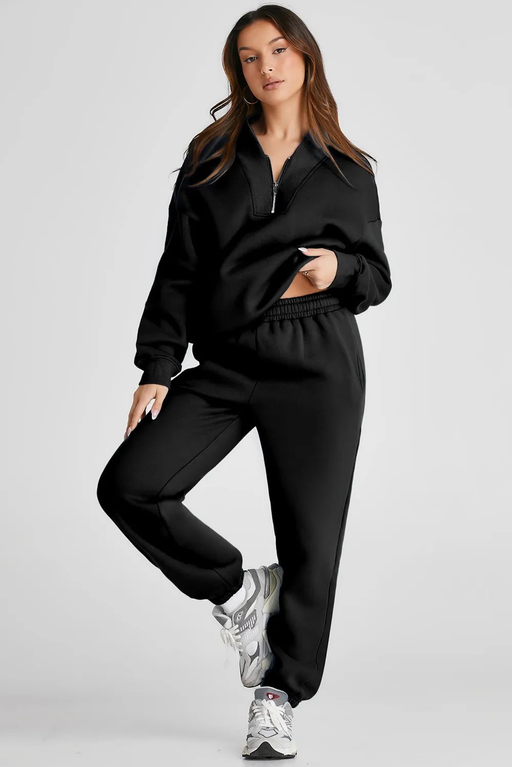 Quarter Zip Long Sleeve Top and Pants Set - Salt & Stone