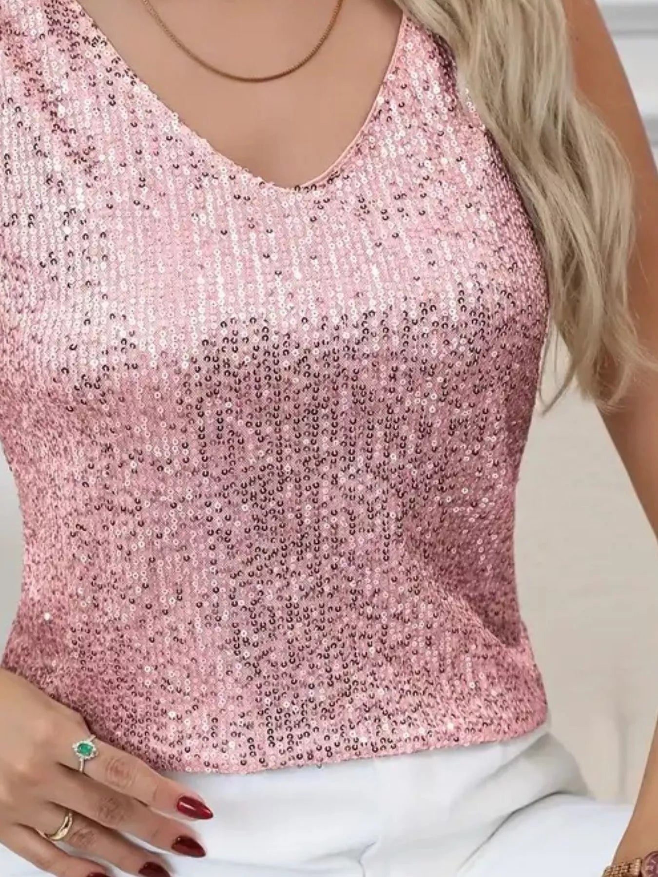 Sequin V - Neck Tank Top - Salt & Stone
