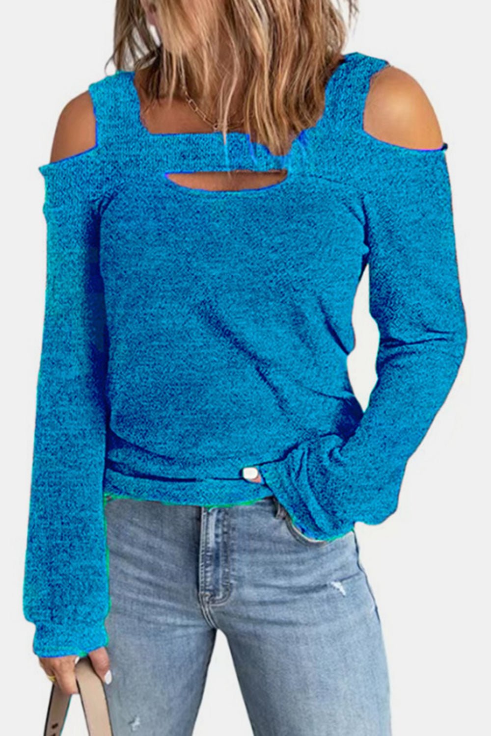 Full Size Cutout Cold Shoulder Blouse - Salt & Stone
