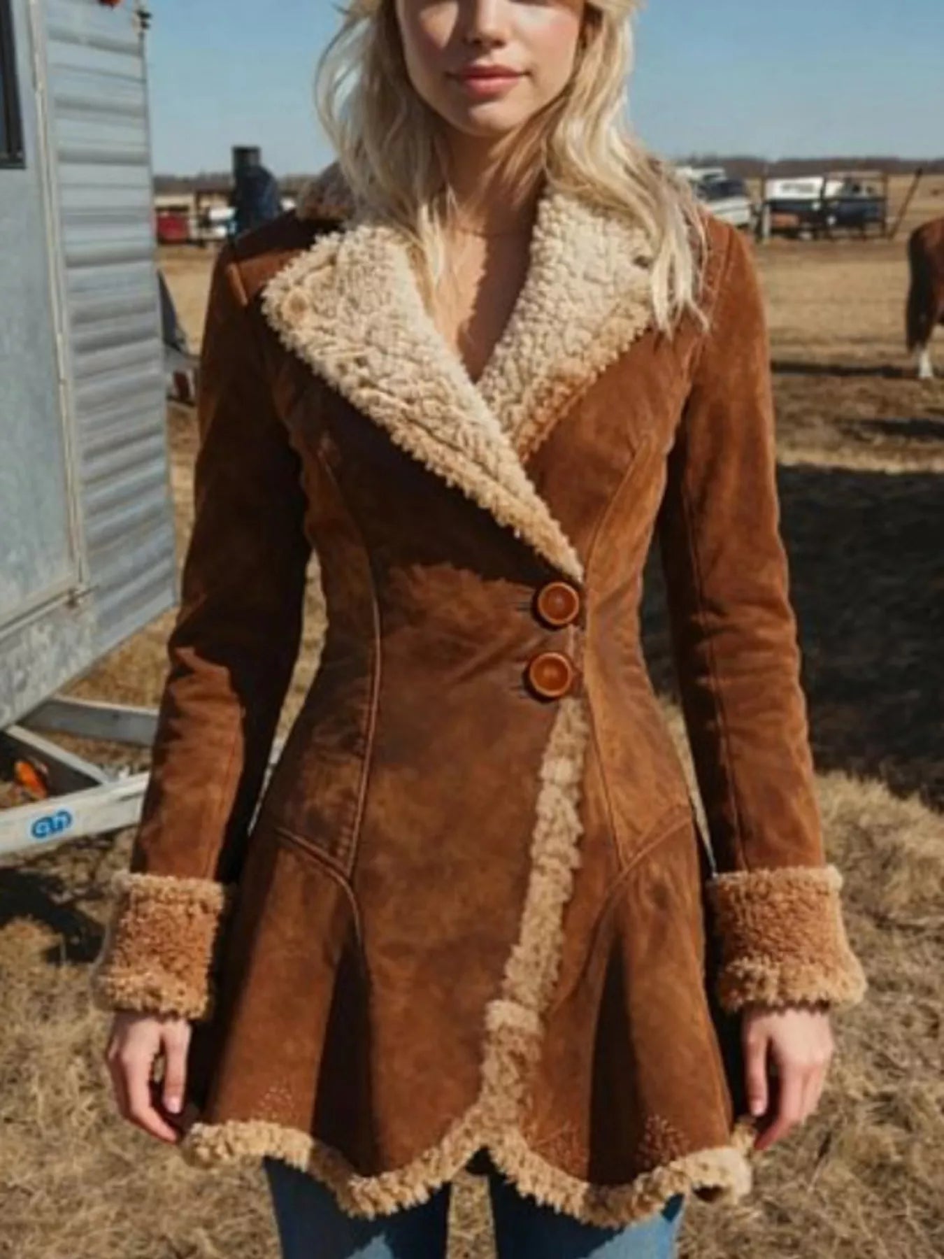 Vintage Suede Sherpa Trimmed Winter Coat - Salt & Stone
