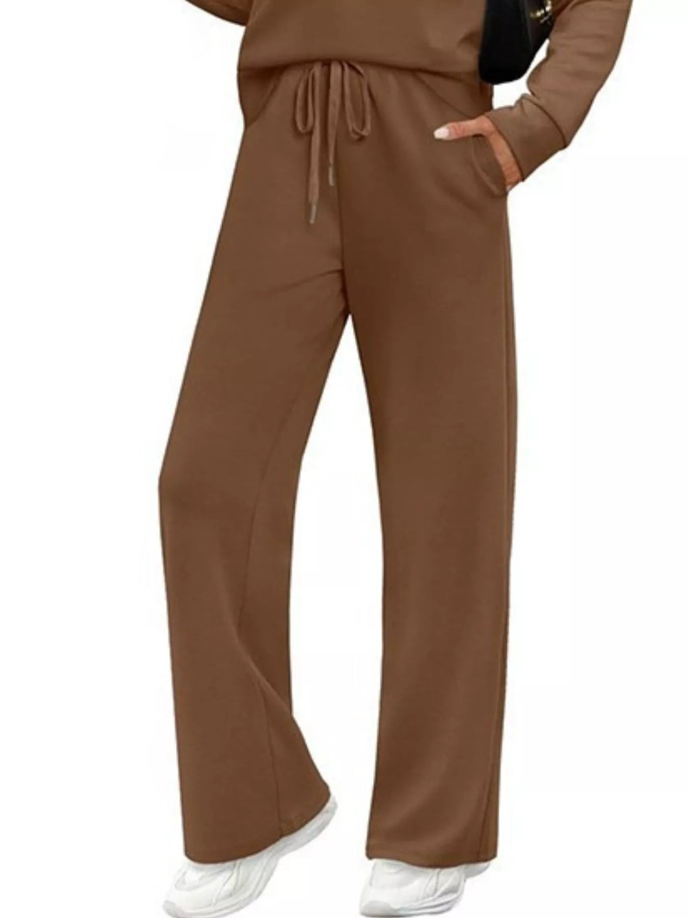 Full Size Long Sleeve Round Neck Top and Pants Set Plus Size - Salt & Stone