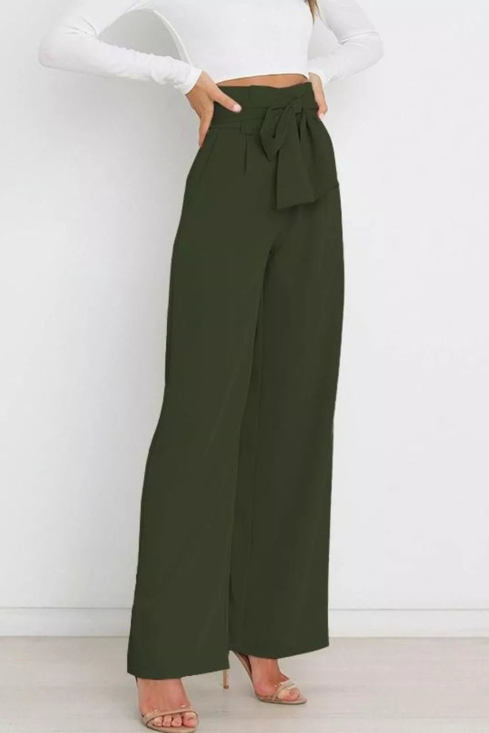 High Waist Tie Front Wide Leg Pants - Salt & Stone