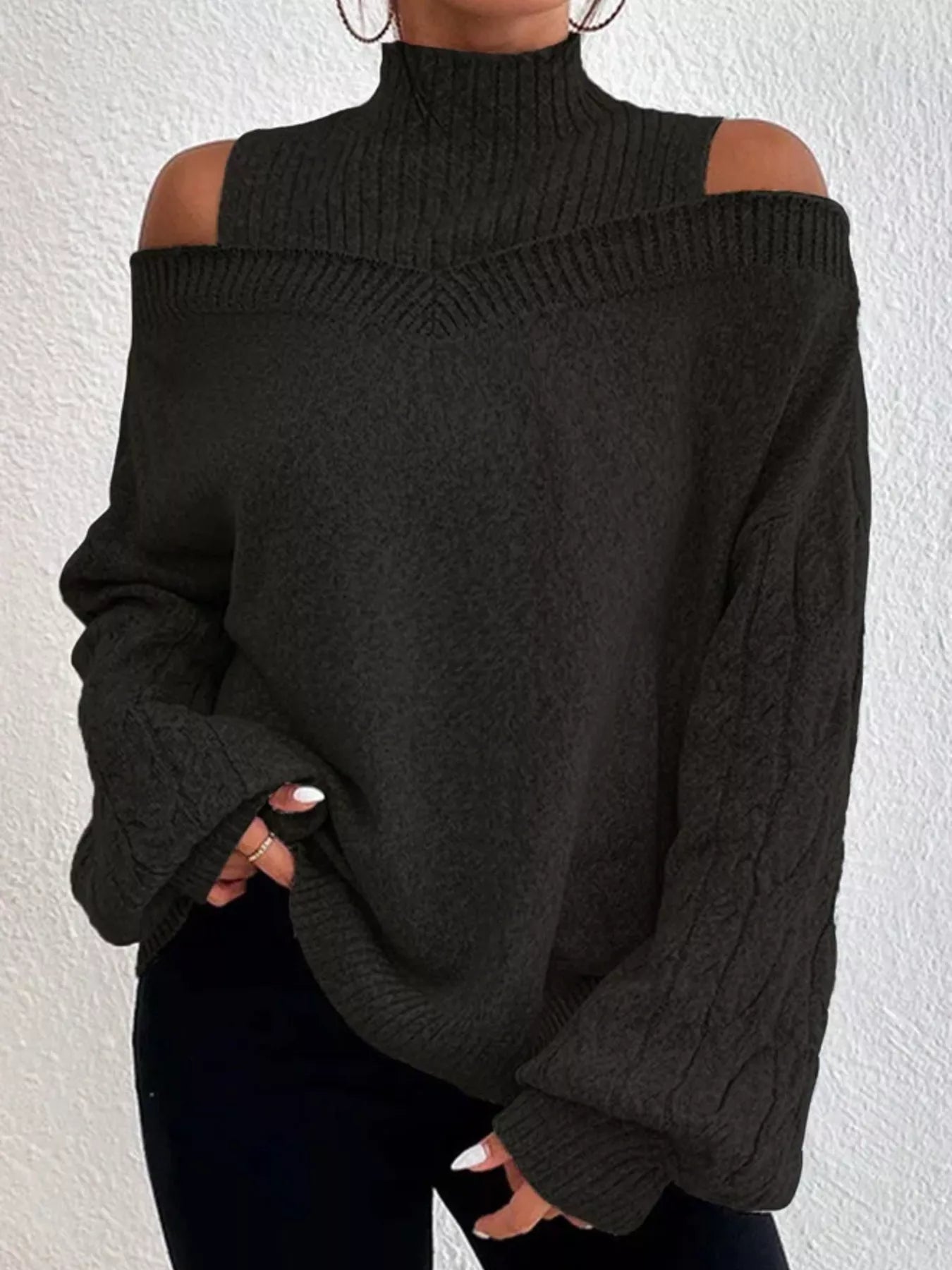 Cold Shoulder Turtleneck Sweater - Salt & Stone