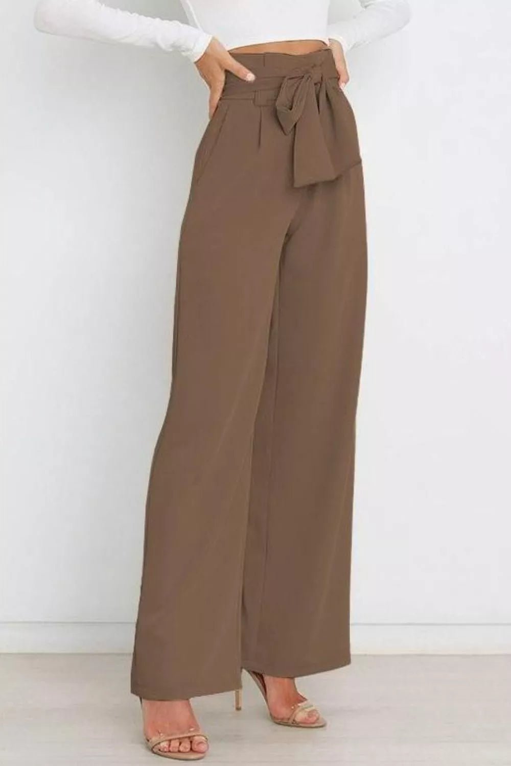 High Waist Tie Front Wide Leg Pants - Salt & Stone