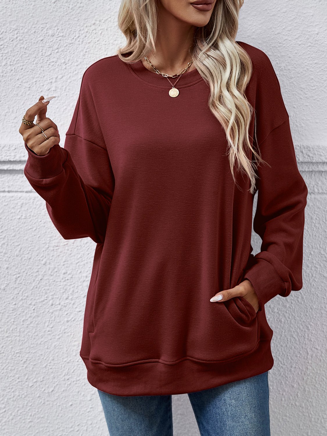 Dropped Shoulder Sweatshirt with Pockets - Salt & Stone
