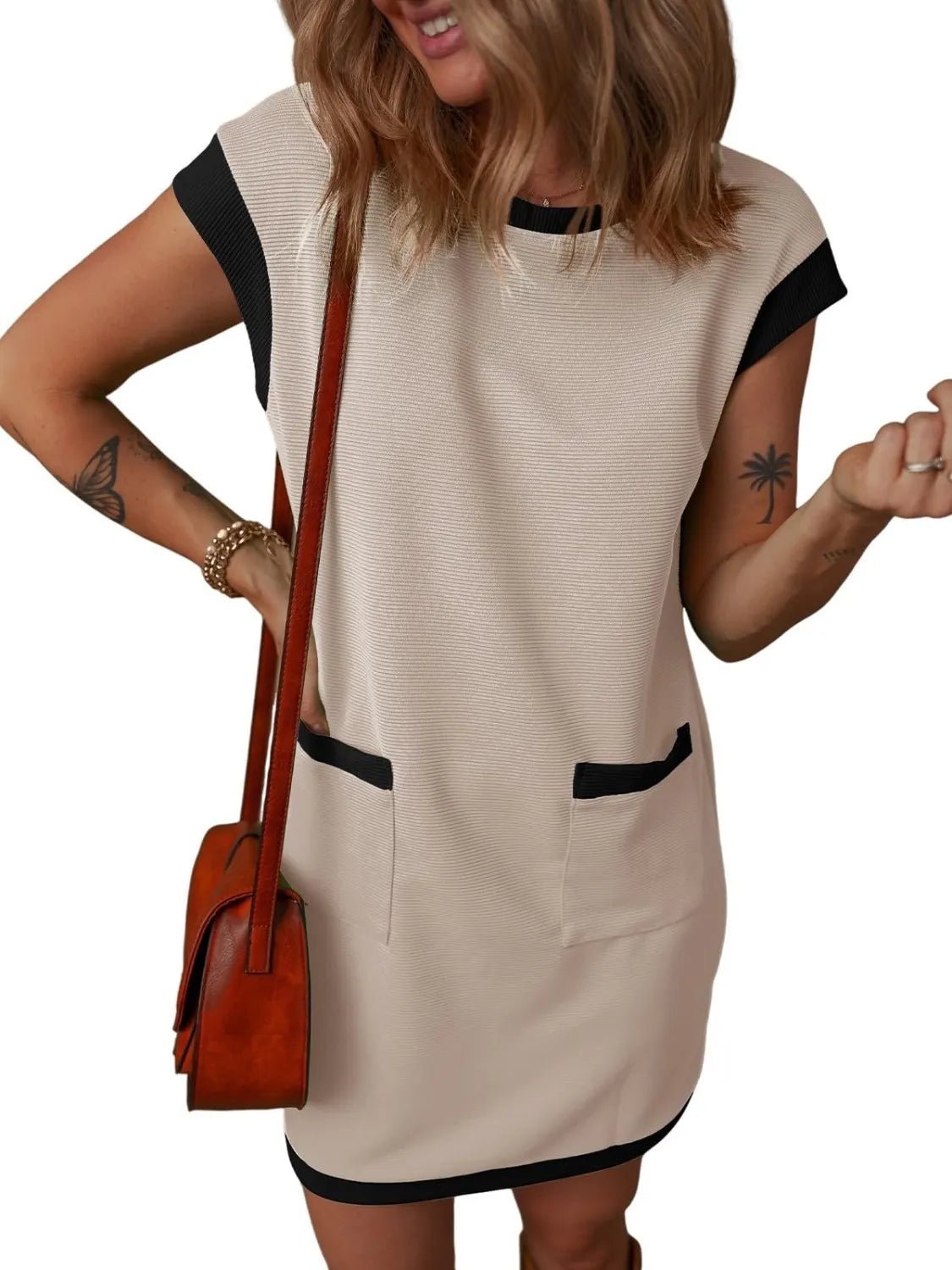 Round Neck Cap Sleeve Mini Dress - Salt & Stone