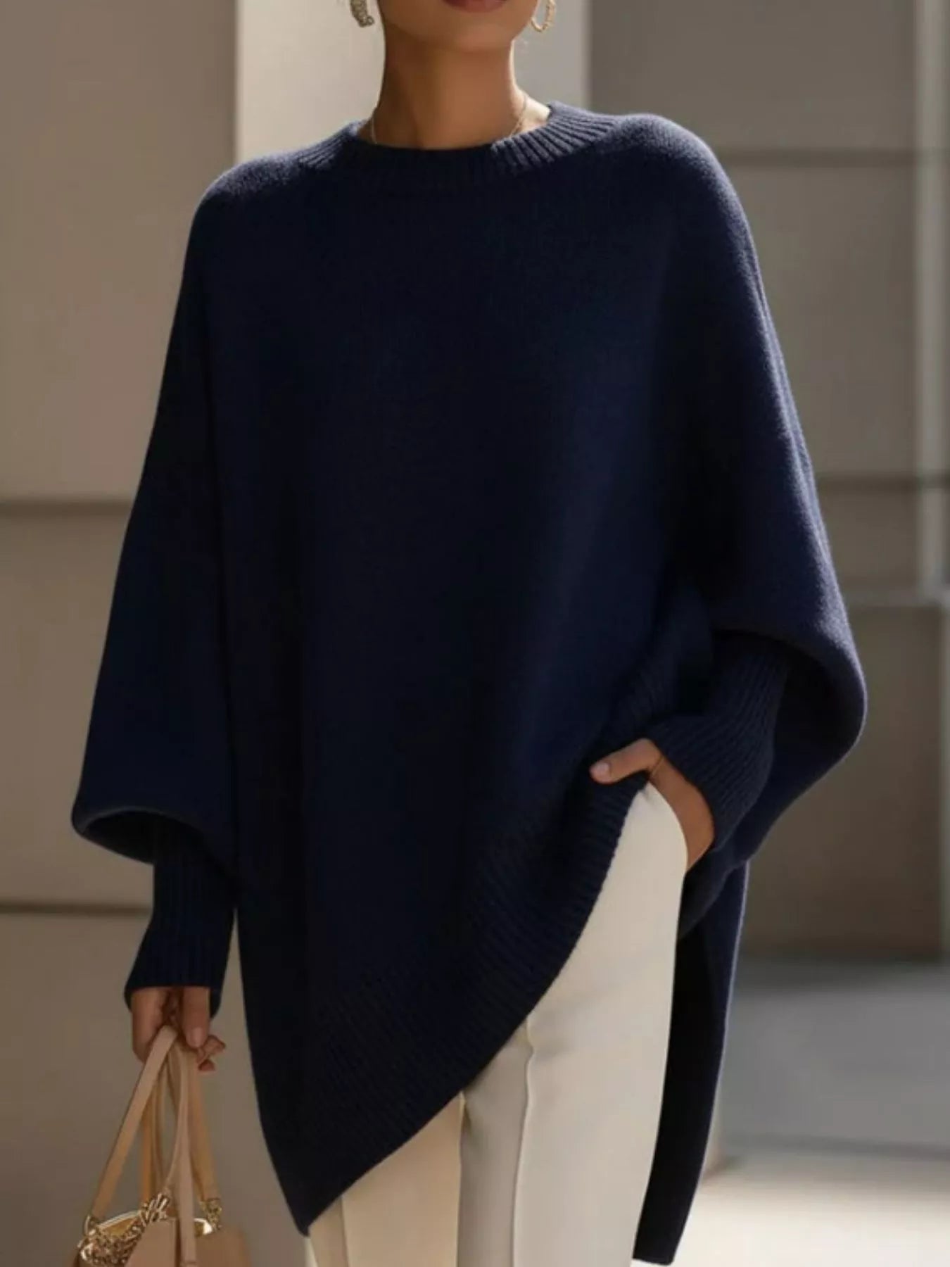 Oversized Batwing Sleeve Round Neck Sweater - Salt & Stone
