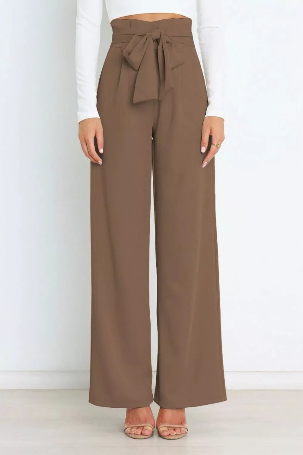 High Waist Tie Front Wide Leg Pants - Salt & Stone