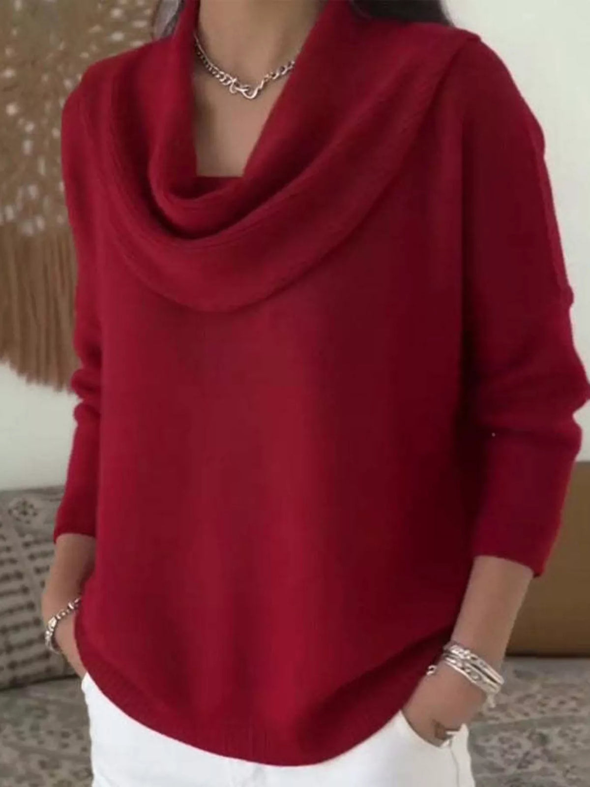 Full Size Cowl Neck Solid Color Sweater Plus Size - Salt & Stone
