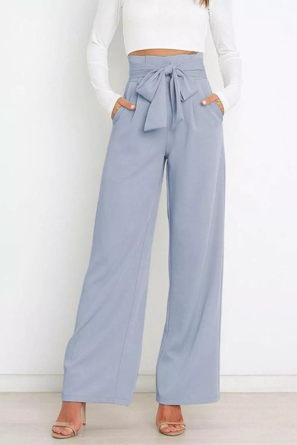 High Waist Tie Front Wide Leg Pants - Salt & Stone