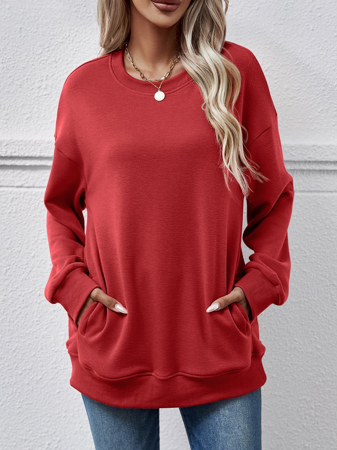 Dropped Shoulder Sweatshirt with Pockets - Salt & Stone