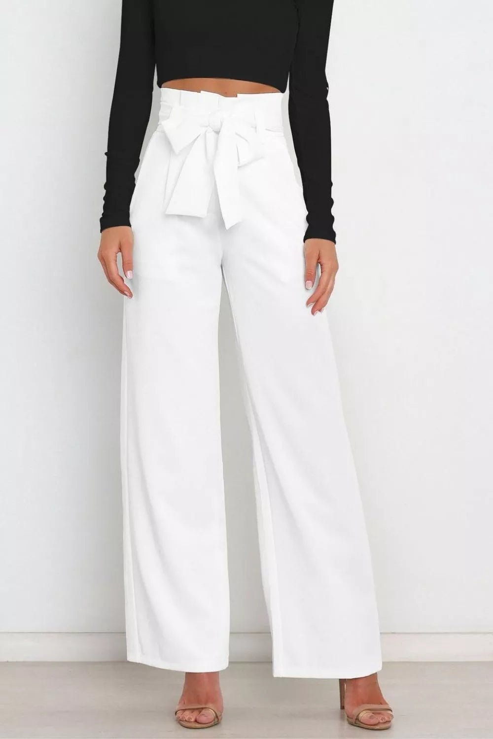 High Waist Tie Front Wide Leg Pants - Salt & Stone