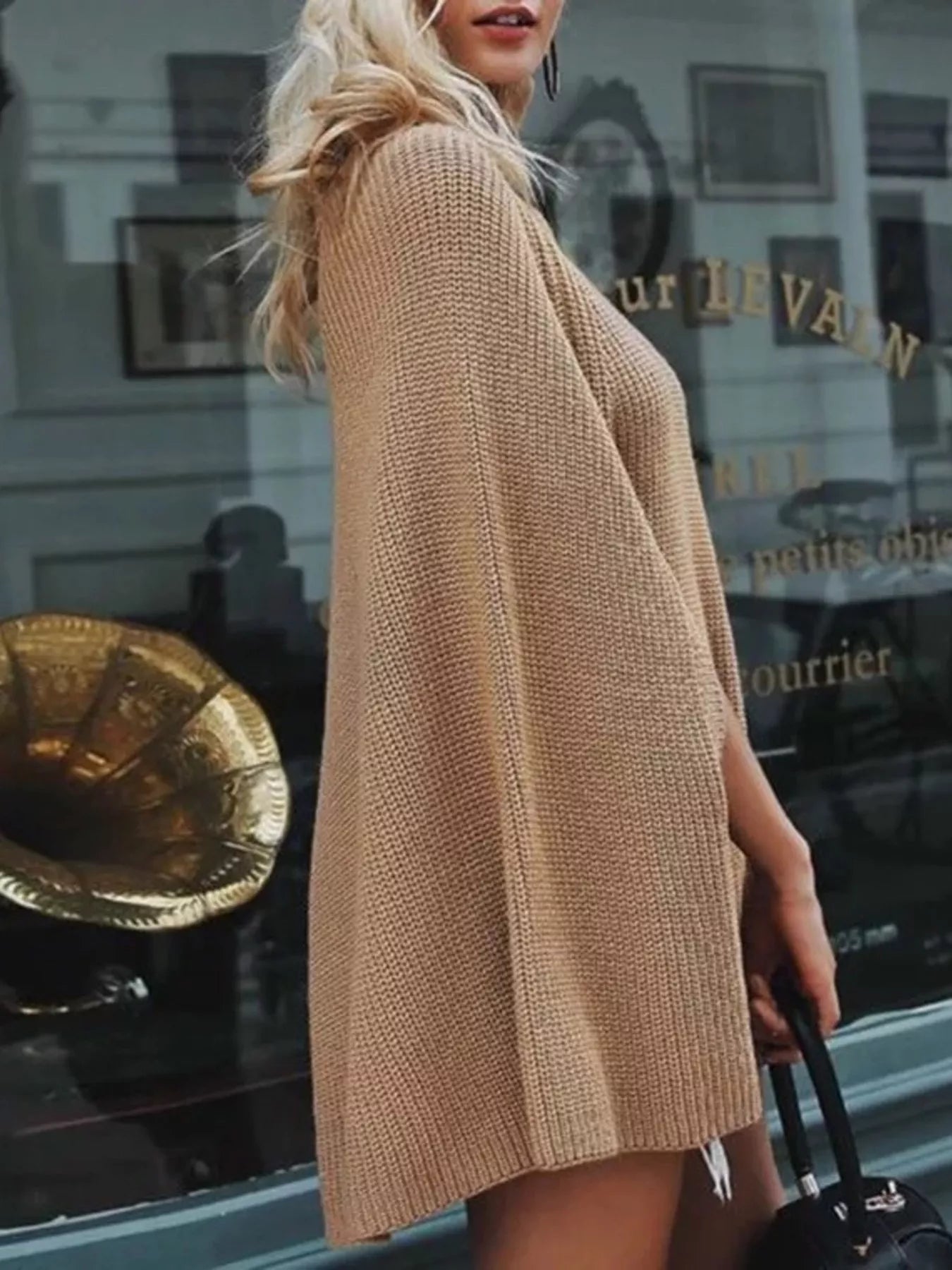 Full Size Turtleneck Knitted Cape Sweater Plus Size - Salt & Stone