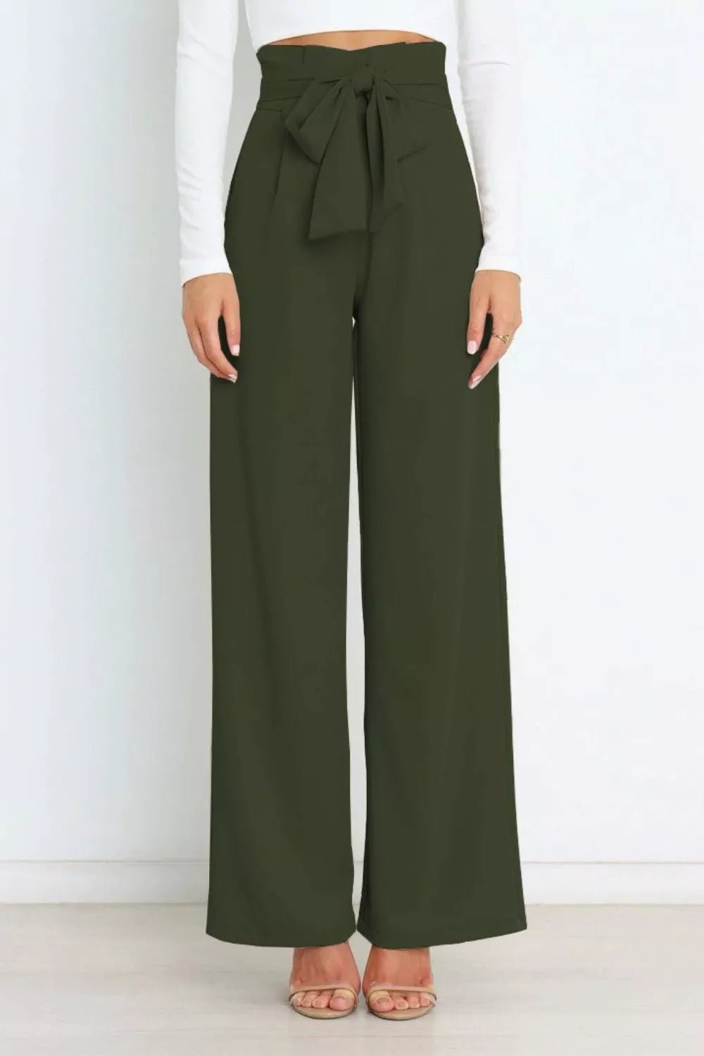 High Waist Tie Front Wide Leg Pants - Salt & Stone