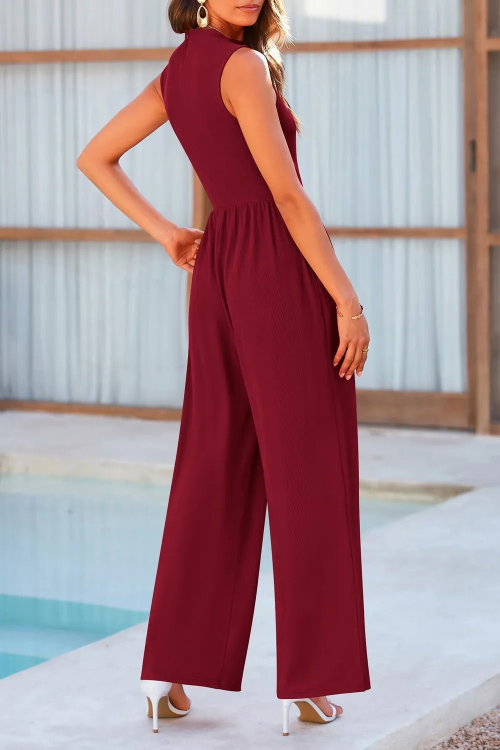 Mock Neck Sleeveless Wide Leg Jumpsuit - Salt & Stone