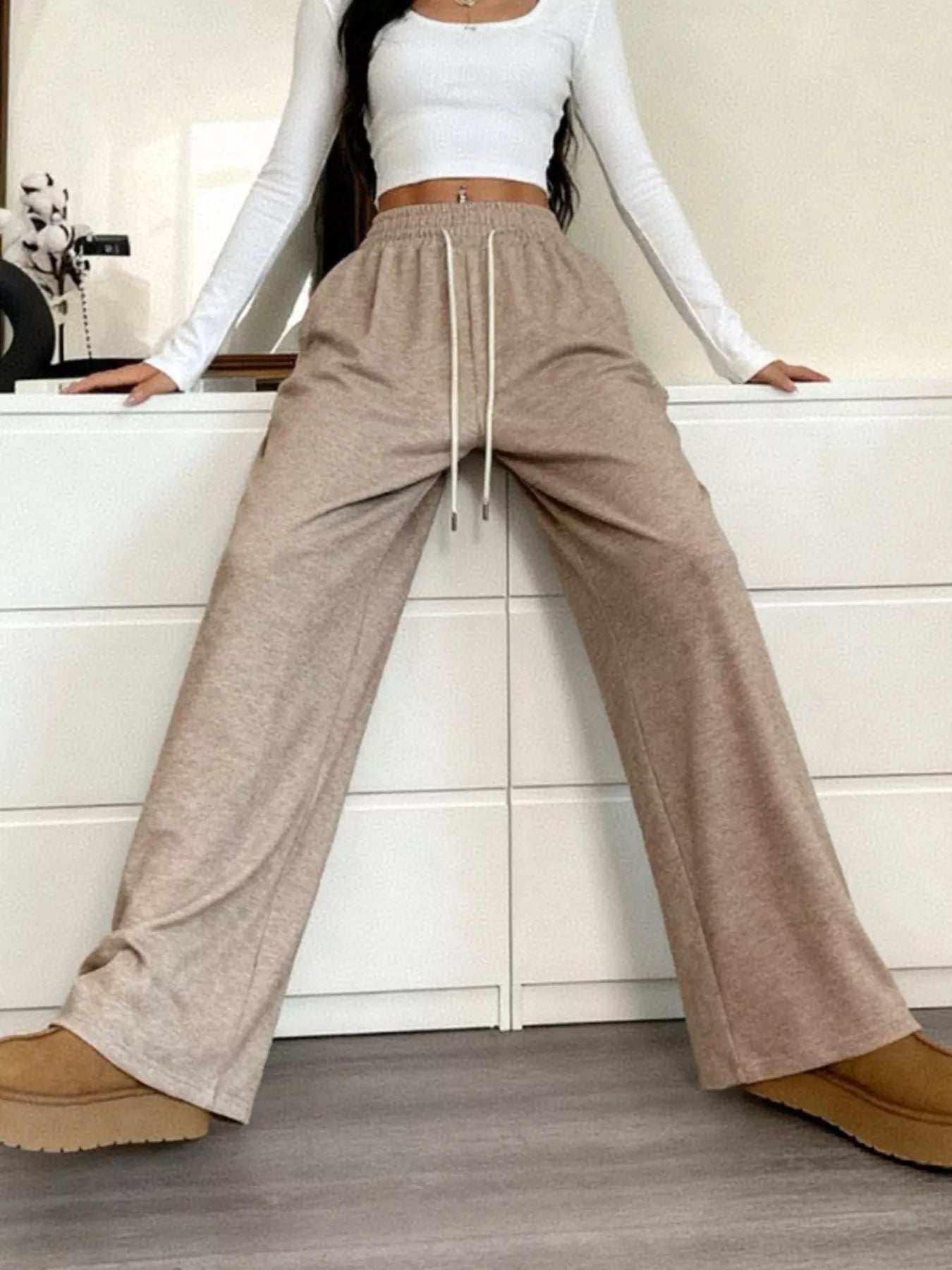 Casual Drawstring Waist Wide Leg Pants - Salt & Stone