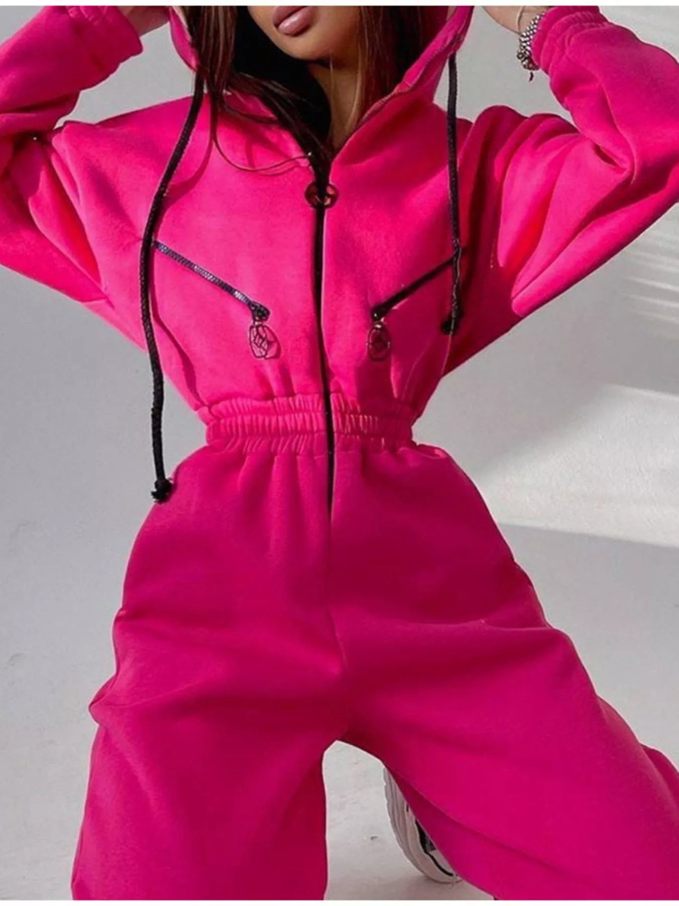 Hooded Zip - Up Long Sleeve Jumpsuit - Salt & Stone