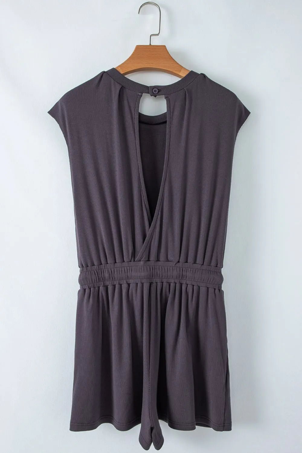 Knit Open Back Cap Sleeve Drawstring Romper - Salt & Stone