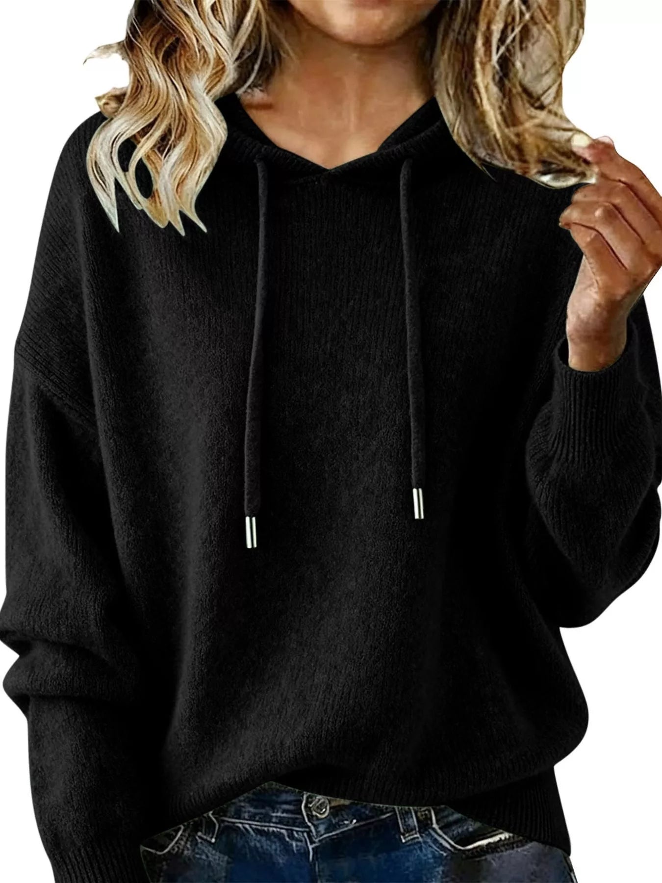 Drawstring Long Sleeve Hooded Sweater - Salt & Stone