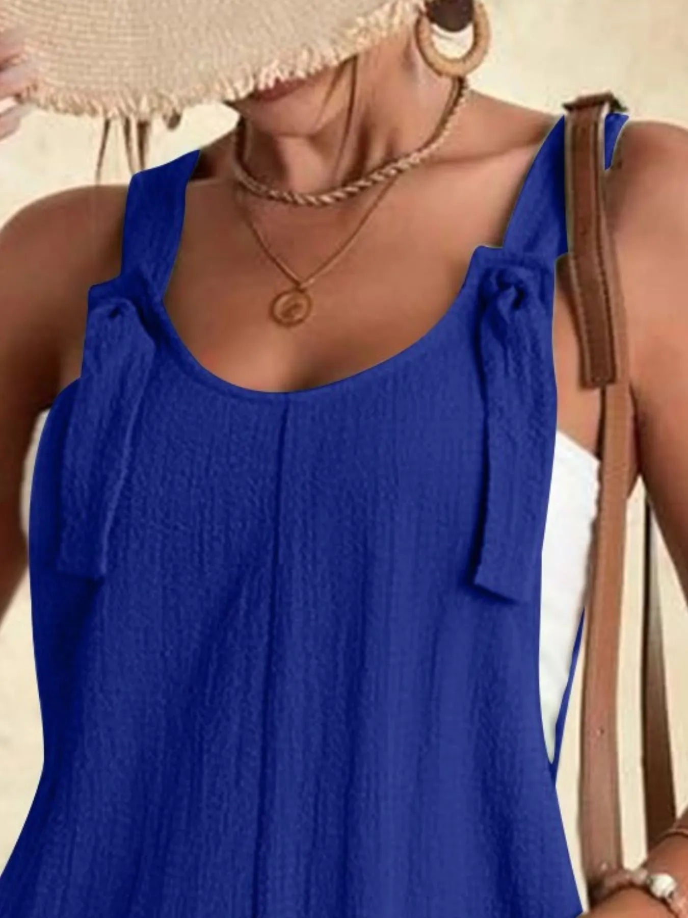 Full Size Knot Strap Romper with Pockets Plus Size - Salt & Stone