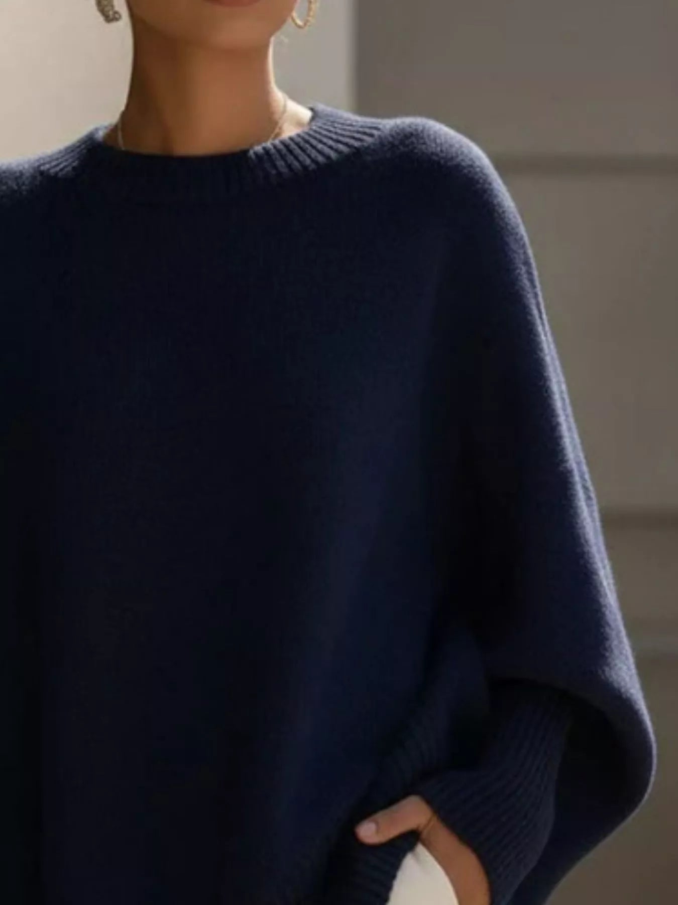Oversized Batwing Sleeve Round Neck Sweater - Salt & Stone
