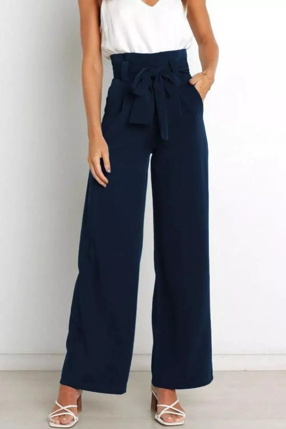 High Waist Tie Front Wide Leg Pants - Salt & Stone