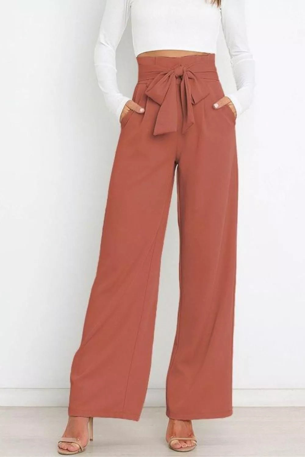 High Waist Tie Front Wide Leg Pants - Salt & Stone