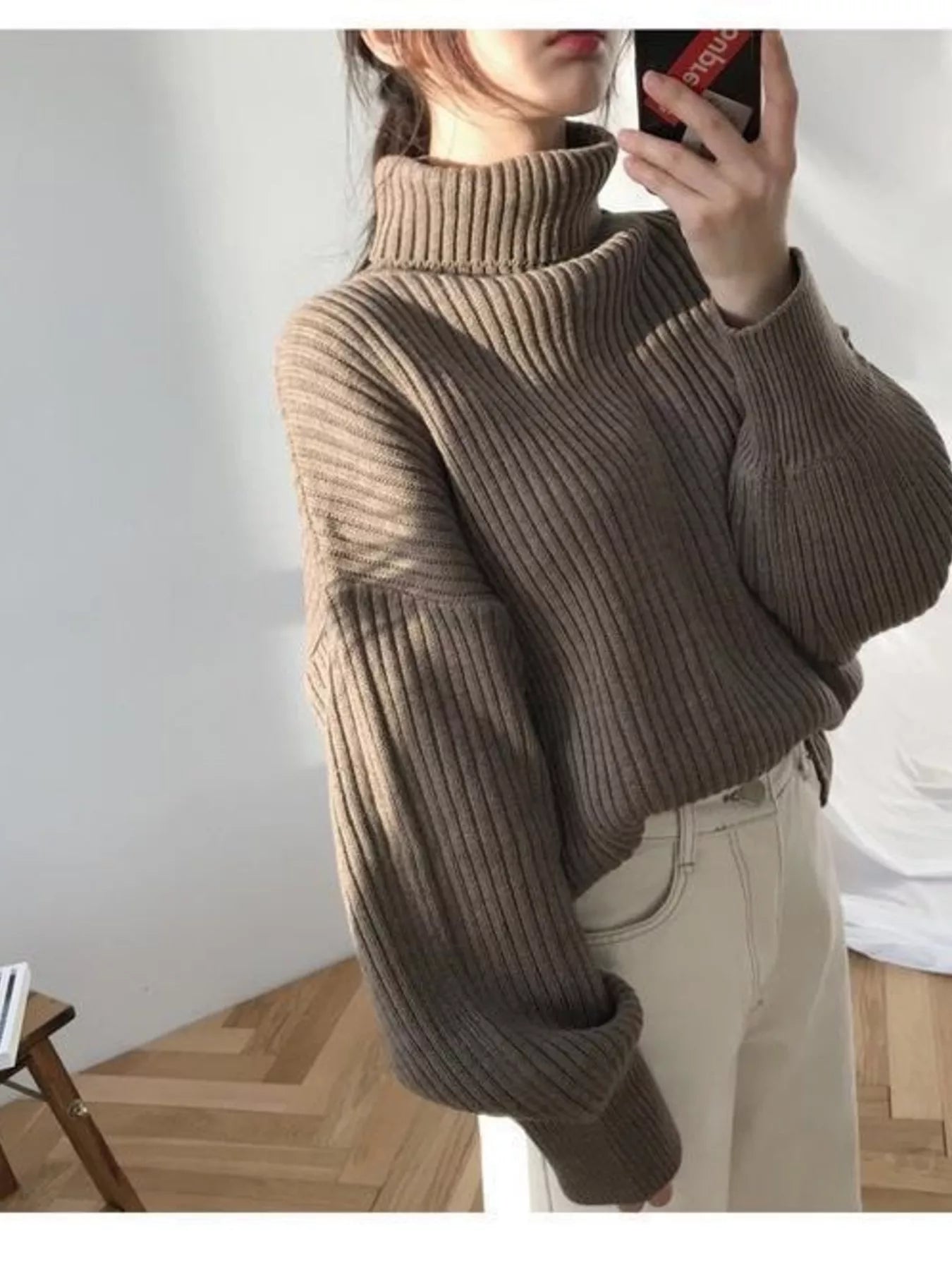 Full Size Oversized Turtleneck Ribbed Knit Sweater Plus Size - Salt & Stone